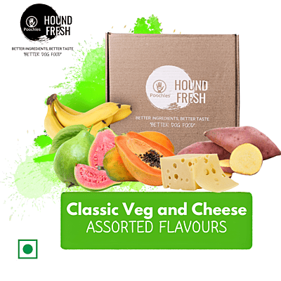 Hound Fresh Sweet Potato and Cheese Dog Fresh Food - Banana, Guava and Papaya Flavoured. 3 in 1