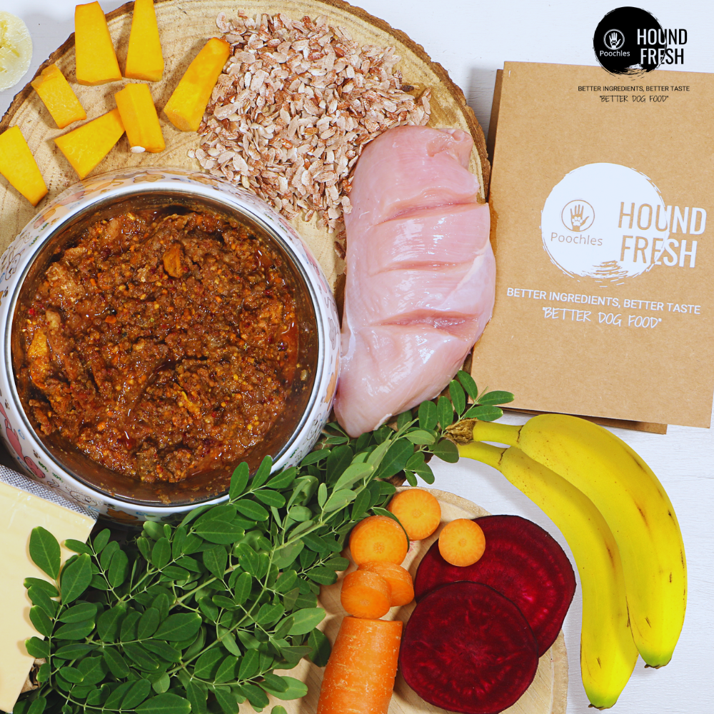 Hound Fresh Chicken and Peanut Dog Fresh Food, Papaya Flavoured Hound Fresh Chicken and Peanut Dog Fresh Food, Papaya Flavoured